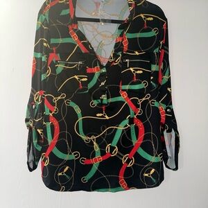 DNA Chainprint Woman’s Blouse Size 2X Long Sleeves NWT